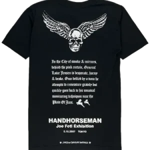 2007 Chrome Hearts Joe Foti Hand Horseman Skull Tee Black