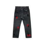 Black&Red Cross Patch Grey Jeans