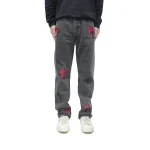 Black&Red Cross Patch Grey Jeans