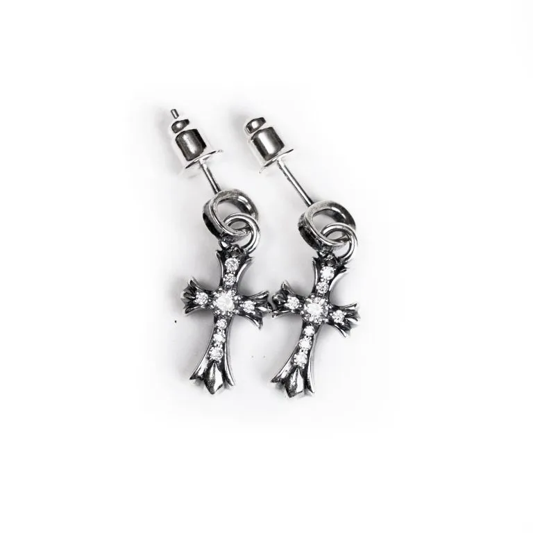 CH Cross Baby Fat Stud Earrings With Pavé Diamond CH Cross Baby Fat Stud Earrings With Pavé Diamond