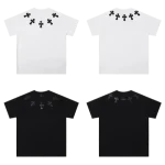 5 Black Leather Patch Chrome Hearts T Shirt White​