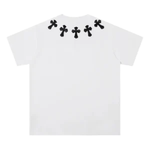 5 Black Leather Patch Chrome Hearts T Shirt White​