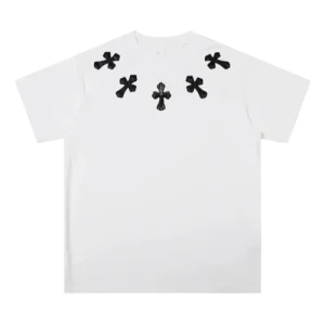 5 Black Leather Patch Chrome Hearts T Shirt White​