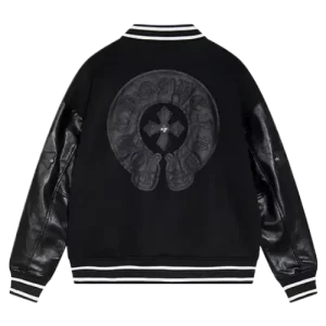 Chrome Hearts Horse Shoe Embroidery Patch Black Varsity Jacket