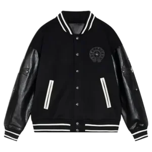 Chrome Hearts Horse Shoe Embroidery Patch Black Varsity Jacket