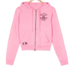 Chrome Hearts Logo Girl Zipper Pink Hoodie