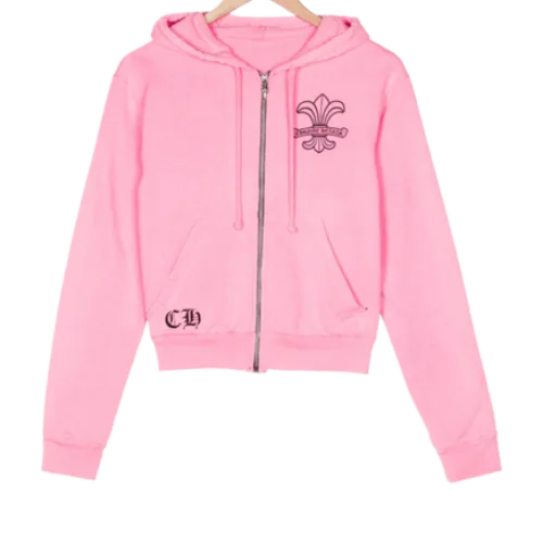 Chrome Hearts Logo Girl Zipper Pink Hoodie Chrome Hearts Logo Girl Zipper Pink Hoodie