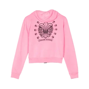 Chrome Hearts Logo Girl Zipper Pink Hoodie